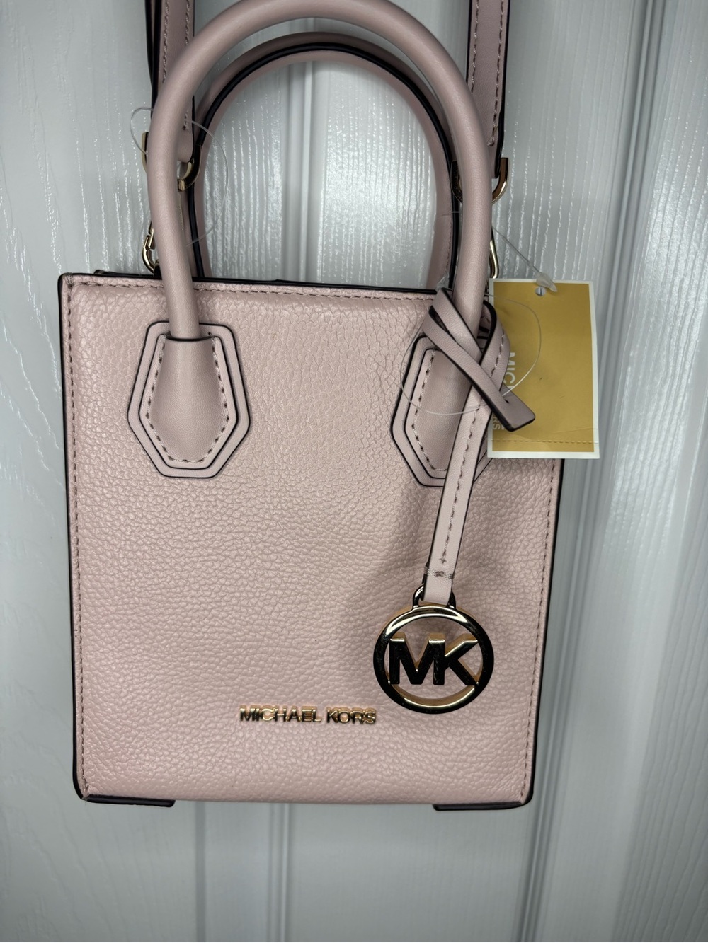 Michael Kors Pink Mercer Pebbled Leather Crossbody Mini Tote